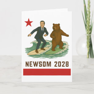 Tarjeta Gavin Newsom 2028 Elección California Bandera Surf