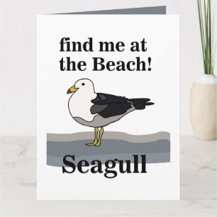 Tarjeta Gaviota Encuéntrame En La Playa Pájaro Divertido