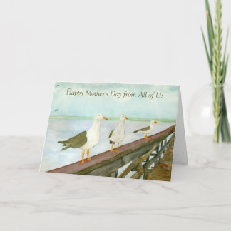 Tarjeta Gaviotas de color agua