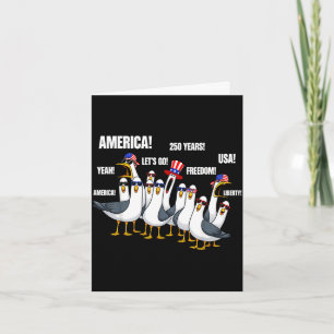 Tarjeta Gaviotas divertidas patrióticas 4 de julio américa