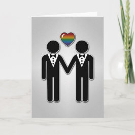 Tarjeta Gay de silueta crece con corazón arcoiris