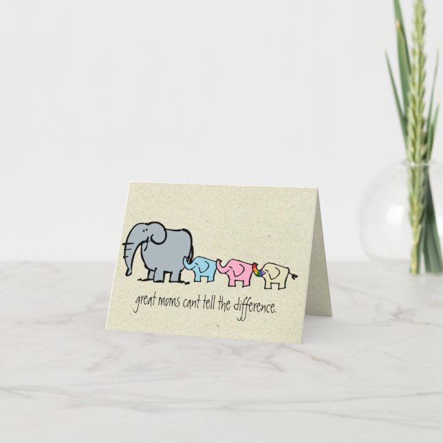 tarjeta gay del Día de la Madre del elefante (Anverso)