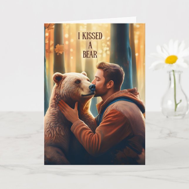 Tarjeta Gay Love Romance I Kissed a Bear and Liked It (Planta pequeña)