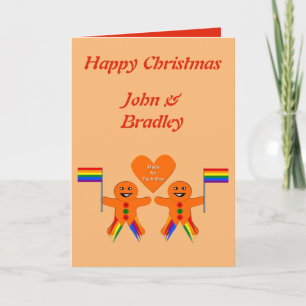Tarjeta Gay Men Navidades Gingerbread Pareja Personalizado