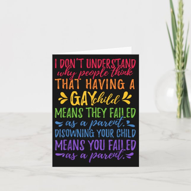 Tarjeta Gay Pride - Proud Parent Mom Dad Parenting Quote  (Anverso)