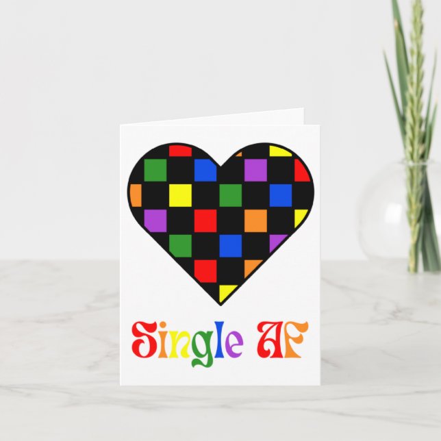 Tarjeta Gay Pride Rainbow Single Af Valentines Day Sarcas  (Anverso)