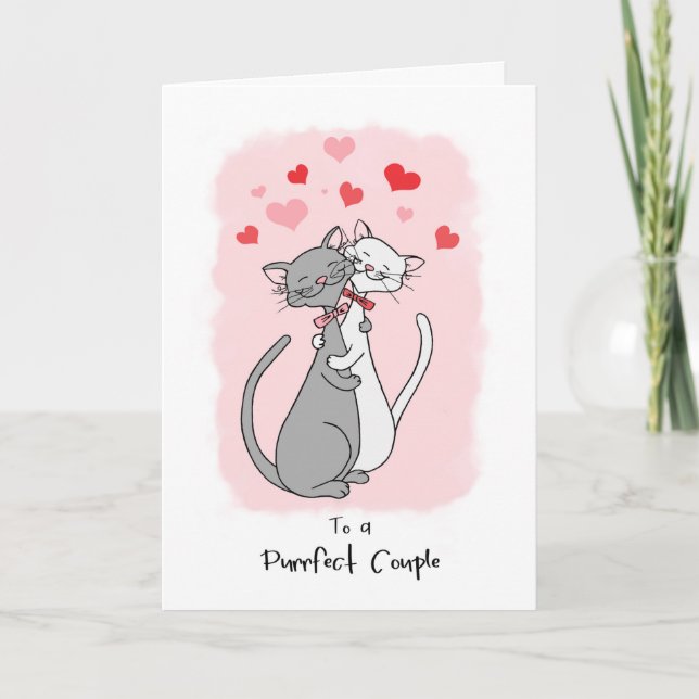 Tarjeta Gay Purrfect Couple Valentines Cute Cats Card (Anverso)