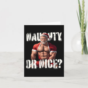 Tarjeta Gay Xmas Músculo Papi Bear Nice Santa Pride Lgbtq