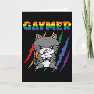 Tarjeta Gaymer Purride Cat Video Game Gamer Lgbtq Rainbow