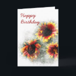 Tarjeta Gazania Birthday Card<br><div class="desc">Use easy template fields to customize this pretty summer birthday card inside and out. It features a modified photograph of red and yellow daisies on the cover. The rose photo inside can be swapped out for a photo from your phone!</div>