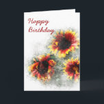 Tarjeta Gazania Birthday Card<br><div class="desc">Use easy template fields to customize this pretty summer birthday card inside and out. It features a modified photograph of red and yellow daisies on the cover. The rose photo inside can be swapped out for a photo from your phone!</div>