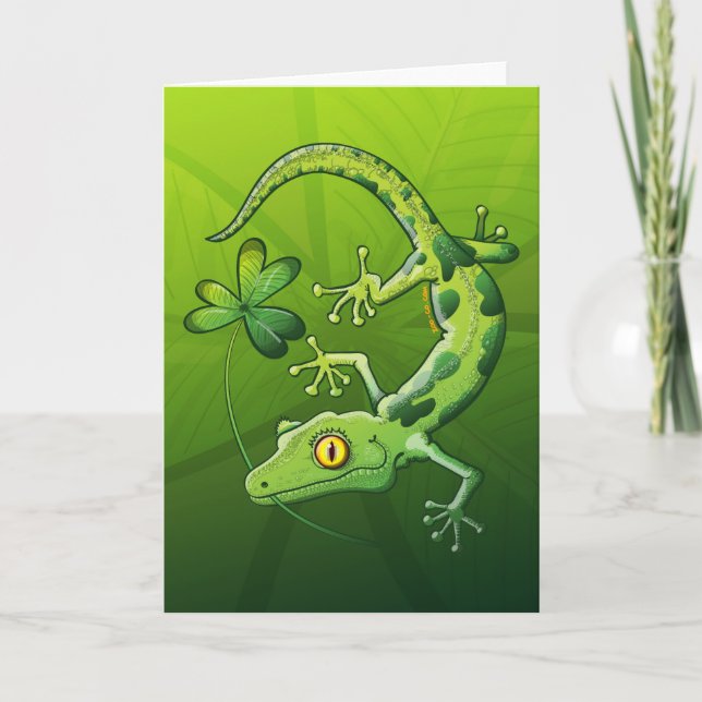 Tarjeta Gecko del día de San Patricio (Anverso)