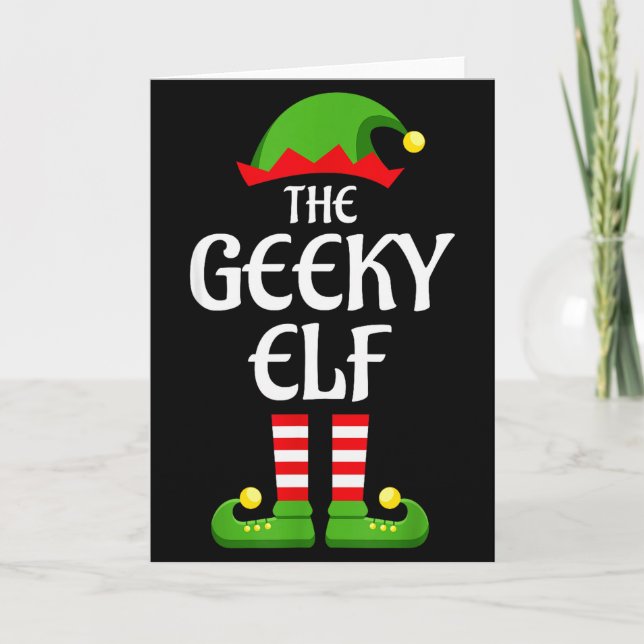 Tarjeta Geeky Elf Family Matching Group Christmas Geek  (Anverso)