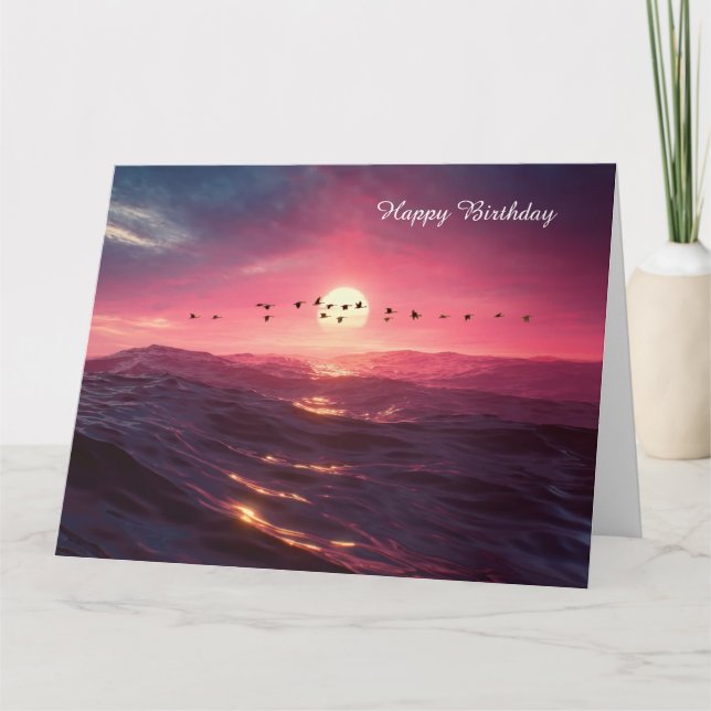 Tarjeta Geese al atardecer (Anverso)