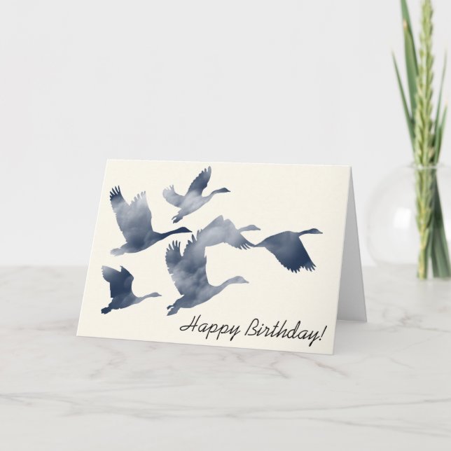 Tarjeta Geese en el cumpleaños de las nubes (Anverso)