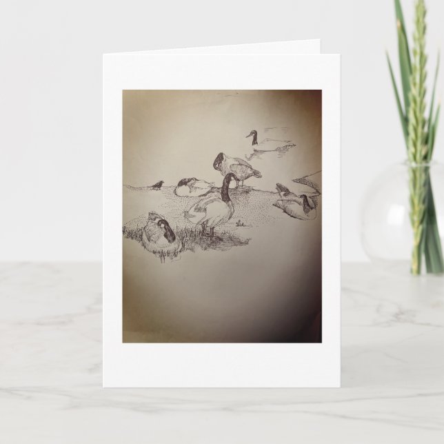 Tarjeta Geese En La Playa (Anverso)