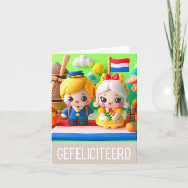Tarjeta Gefeliciteerd, feliz cumpleaños holandés (Anverso)