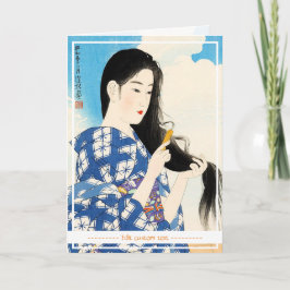 Tarjeta Geisha lady oriental japonesa clásica maiko