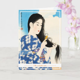 Tarjeta Geisha lady oriental japonesa clásica maiko