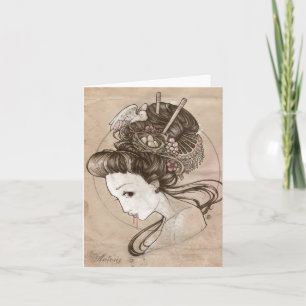 Tarjeta Geisha Notecard del zombi