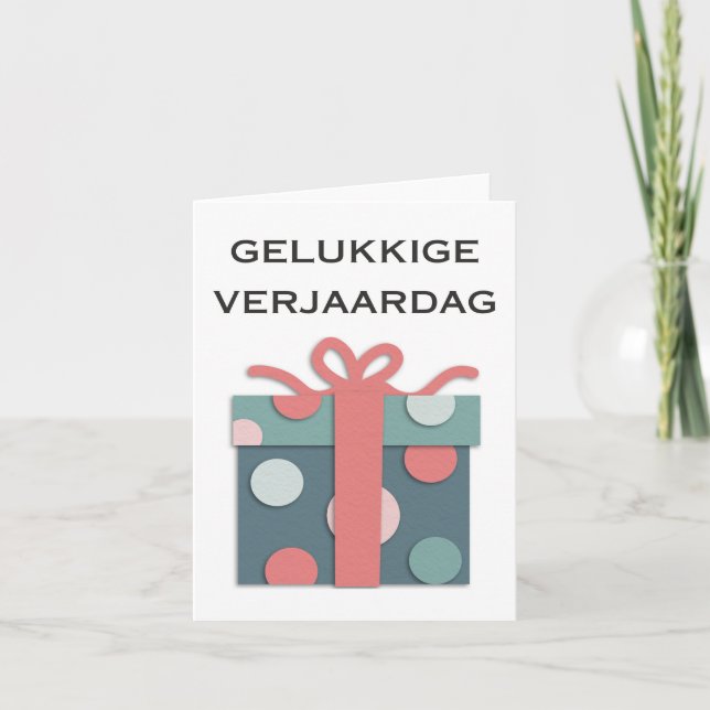 Tarjeta Gelukkige verjaardag, feliz cumpleaños holandés (Anverso)