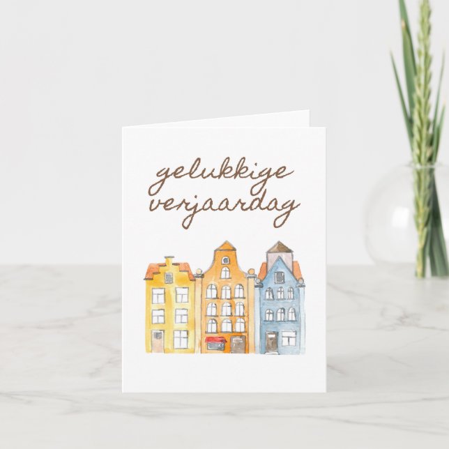 Tarjeta Gelukkige verjaardag, feliz cumpleaños holandés (Anverso)