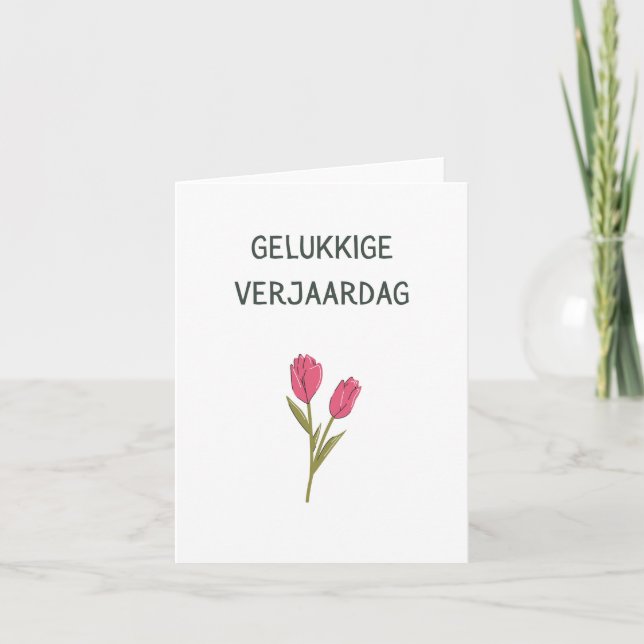 Tarjeta Gelukkige verjaardag, feliz cumpleaños holandés (Anverso)