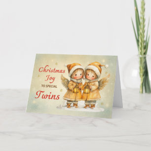 Tarjeta Gemelas Navidad Ángel Alegría y Maravilla