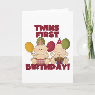 Tarjeta Gemelos 1er cumpleaños - Camisetas y regalos para 