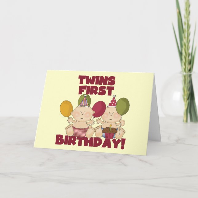 Tarjeta Gemelos 1er cumpleaños - Camisetas y regalos para  (Anverso)