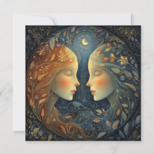 Tarjeta Gemelos Gemini Zodíaco Astrología Cumpleaños Celes