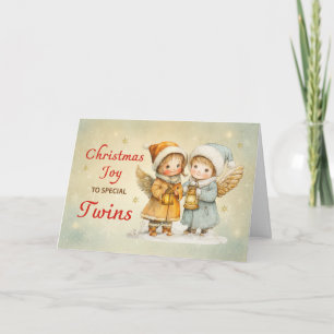 Tarjeta Gemelos mixtos Niño Niña Ángel de Navidad Alegría