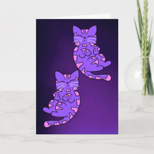 Tarjeta Gemelos morados de gatito 2