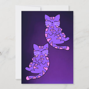 Tarjeta Gemelos morados de gatito 2