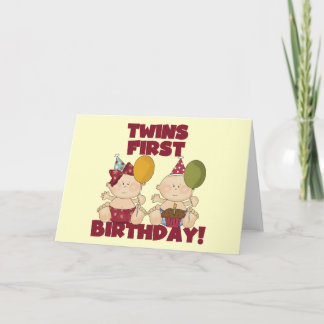 Tarjeta Gemelos, primera camiseta de cumpleaños y regalos 