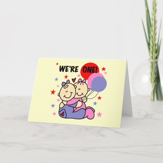 Tarjeta Gemelos somos camisetas de cumpleaños y regalos (Anverso)