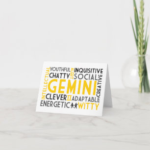 Tarjeta Gemini Astrology Word Collage Card