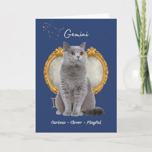 Tarjeta Gemini Cat Birthday Card
