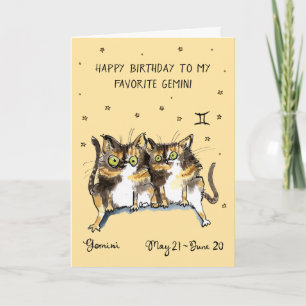 Tarjeta Gemini divertida Zodiac Cat Star horoscopi