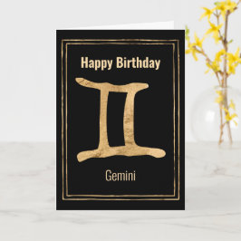 Tarjeta Gemini oro astrología zodiac Feliz cumpleaños