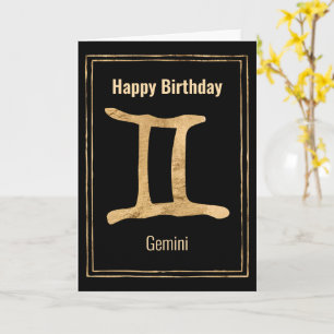 Tarjeta Gemini oro astrología zodiac Feliz cumpleaños