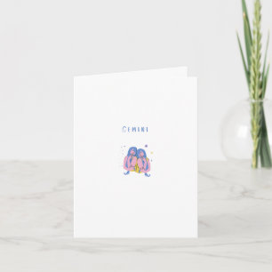 Tarjeta Gemini rosa, zodiaco, impresión de signo zodiacal