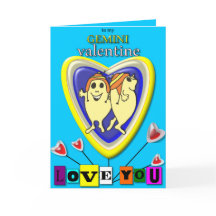 Tarjeta Gemini Valentine/Zodiac.
