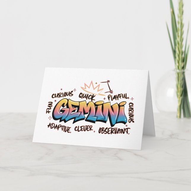 Tarjeta Gemini Zodiac  Graffiti  (Anverso)