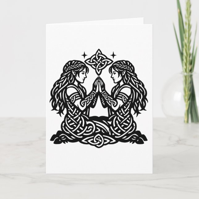 Tarjeta Géminis — Gemelos del Zodiaco de Tinta Embrujada (Anverso)