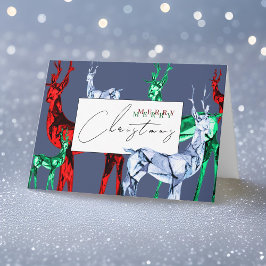 Tarjeta Gemstone Crystal Reindeer Feliz Navidad