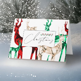 Tarjeta Gemstone Crystal Reindeer Feliz Navidad