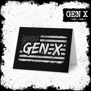 Tarjeta Gen X Gen Xer Generación X Bandera Americana Gen X