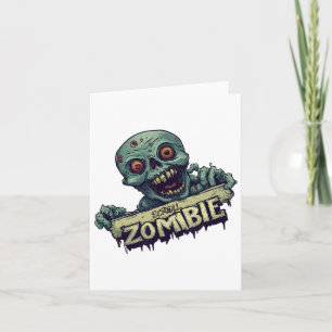 Tarjeta Generación de Halloween con disfraz de zombi perga
