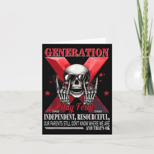 Tarjeta Generación X Permanecer Feral Funny Skeleton Gen X (Anverso)